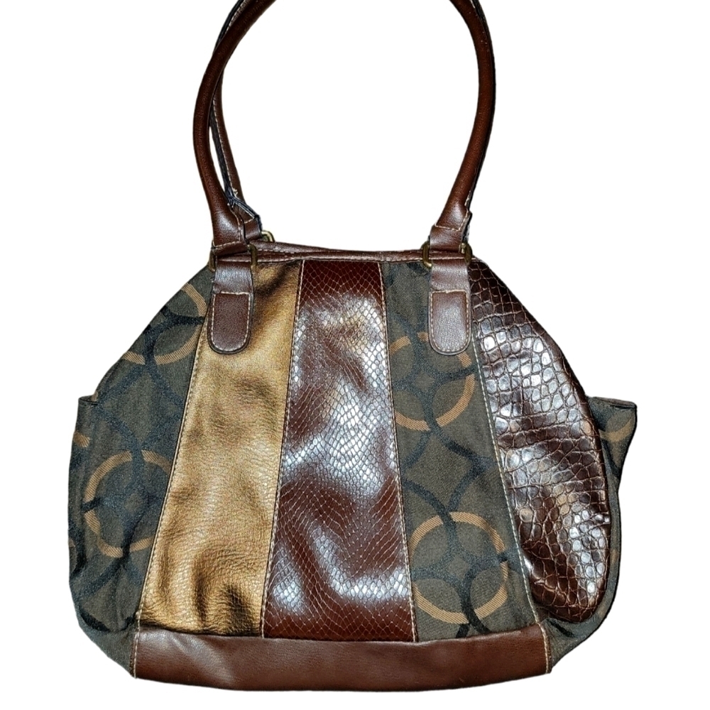 Brown Tan Faux Leather Shoulder Bag. Purse